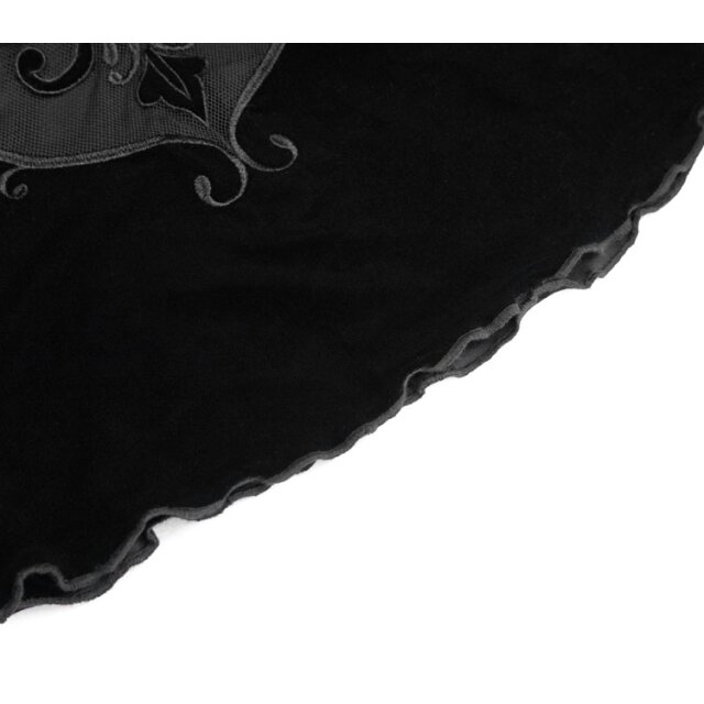 Samtshirt Rocaille mit Mesh-Einsatz und Ornament vorne XL-XXL