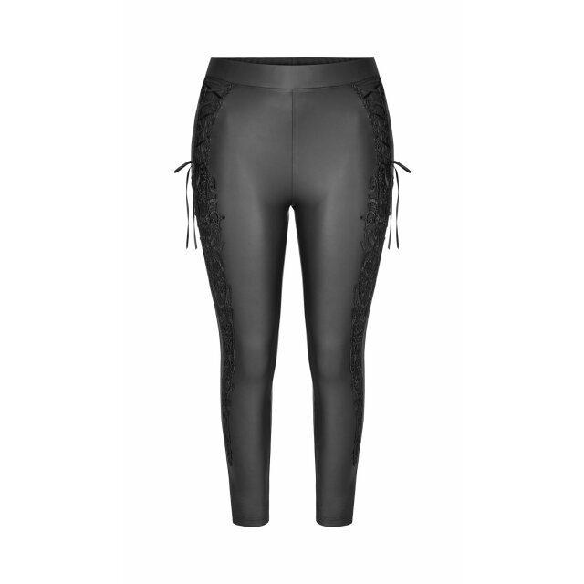 PUNK RAVE Wetlook Leggings Eternal mit breiter Spitzenborte 50 (3XL)