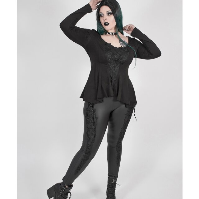 PUNK RAVE Wetlook Leggings Eternal mit breiter Spitzenborte 50 (3XL)