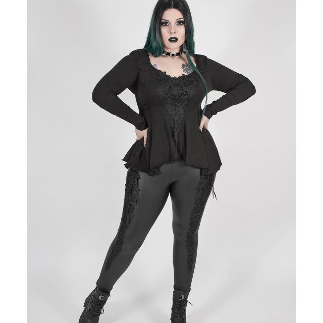 PUNK RAVE Wetlook Leggings Eternal mit breiter Spitzenborte 50 (3XL)