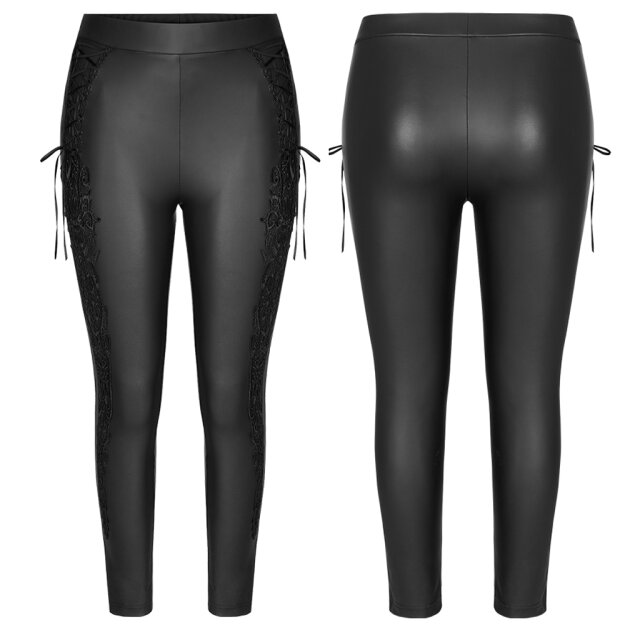 PUNK RAVE Wetlook Leggings Eternal mit breiter Spitzenborte 50 (3XL)