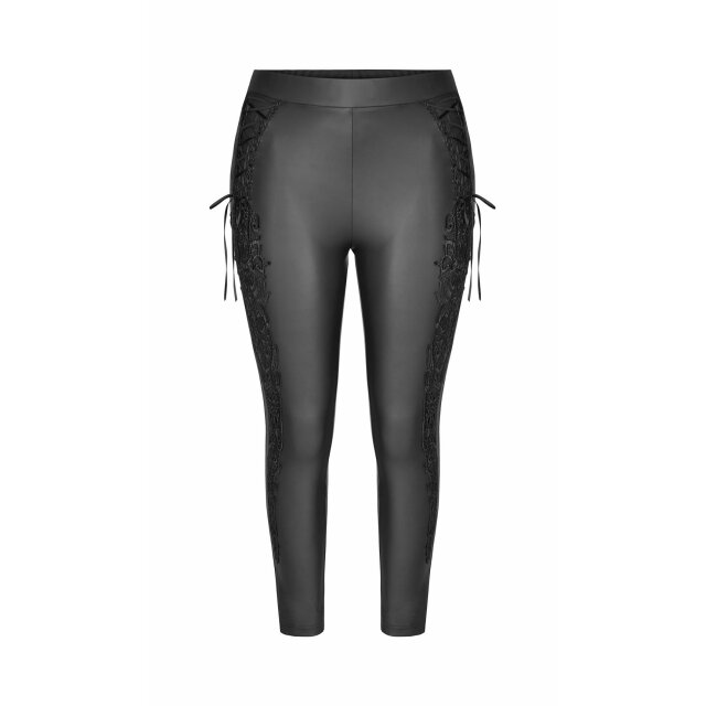 PUNK RAVE Wetlook Leggings Eternal mit breiter Spitzenborte 50 (3XL)