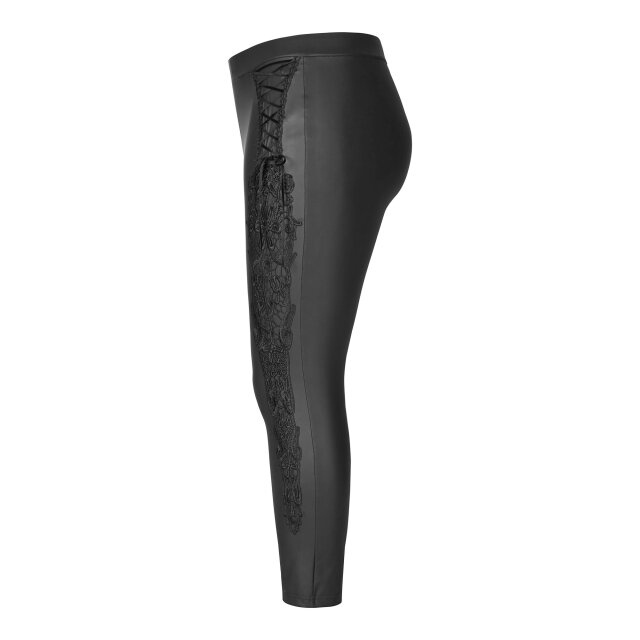 PUNK RAVE Wetlook Leggings Eternal mit breiter Spitzenborte 50 (3XL)