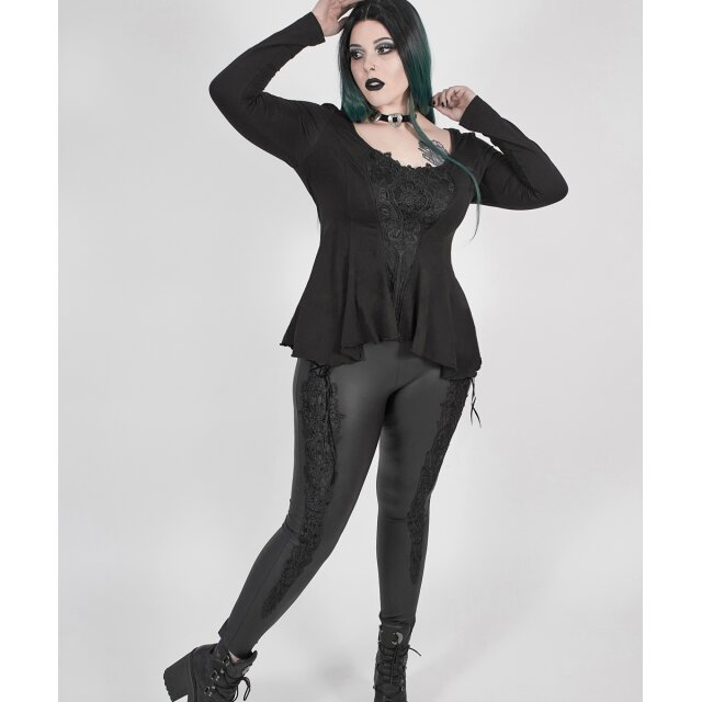 PUNK RAVE Wetlook Leggings Eternal mit breiter Spitzenborte 50 (3XL)