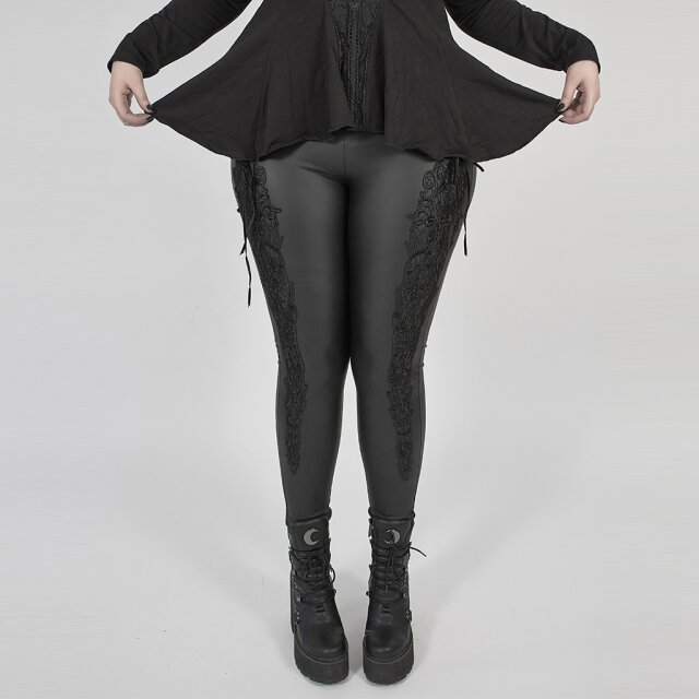 PUNK RAVE Wetlook Leggings Eternal mit breiter Spitzenborte 50 (3XL)