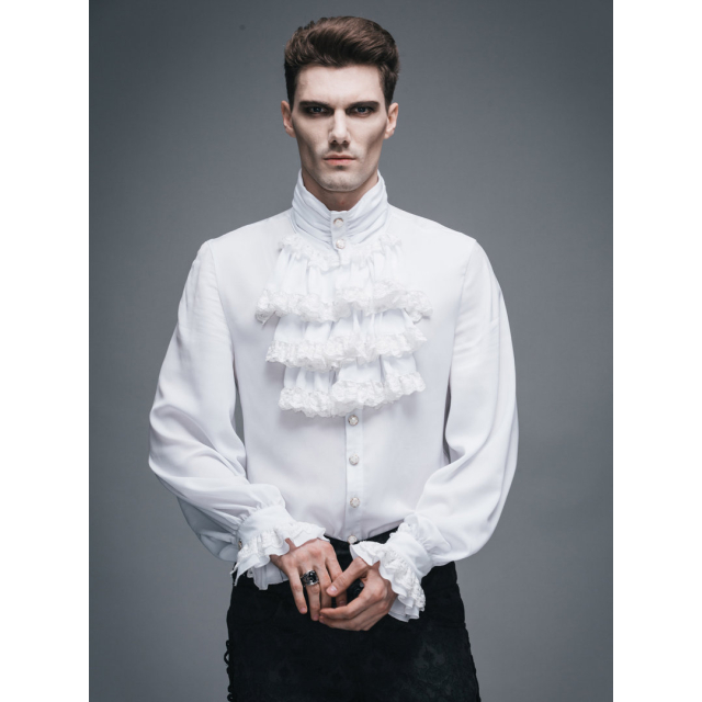 Victorian ruffles shirt Lucifer - size: XL - colour: white