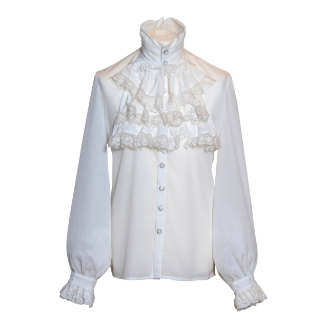 Victorian ruffles shirt Lucifer - size: XXL - colour: white