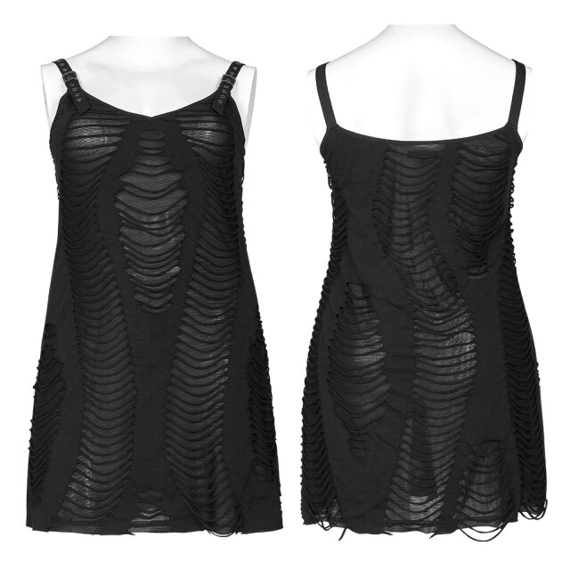 PUNK RAVE Trägerkleid Cadaver im Fetzenlook 50-54 (4XL-5XL)