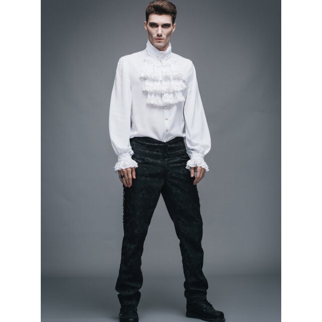 Victorian ruffles shirt Lucifer - size: 3XL - colour: white