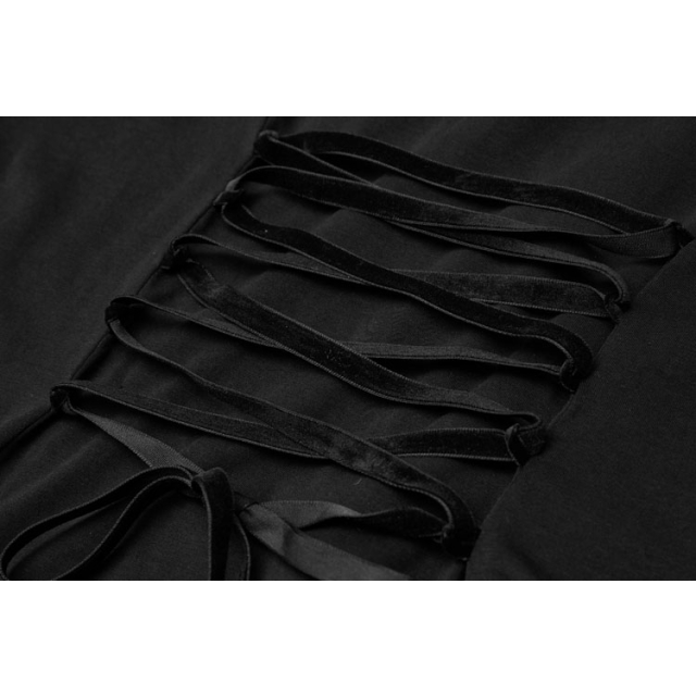 Punk Rave fransiges A-Linien Shirt Elfin in schwarz oder schwarz-violett uni-schwarz 48-50 (XXL-3XL)