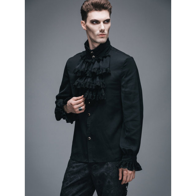 Viktorianisches Rüschenhemd Lucifer - Größe: S - Farbe: schwarz