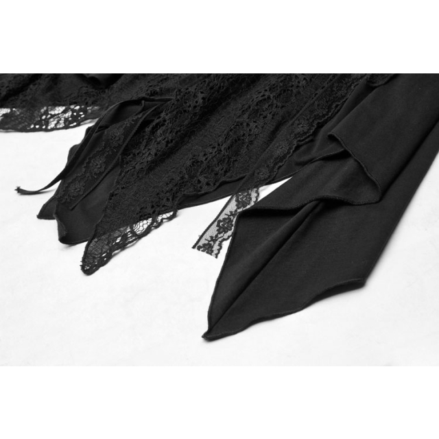 Punk Rave fransiges A-Linien Shirt Elfin in schwarz oder schwarz-violett uni-schwarz 50-54 (4XL-5XL)