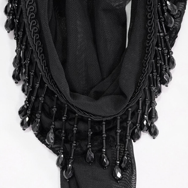 Transparentes Shirt Morgana mit okkultem Samt-Flock und schwarzen Perlen XL-XXL