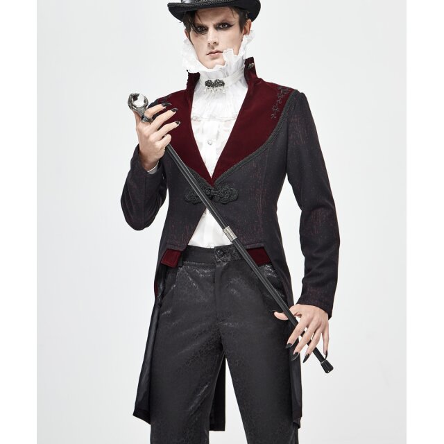 Viktorianischer Frack Blackwood in Schwarz-Rot M