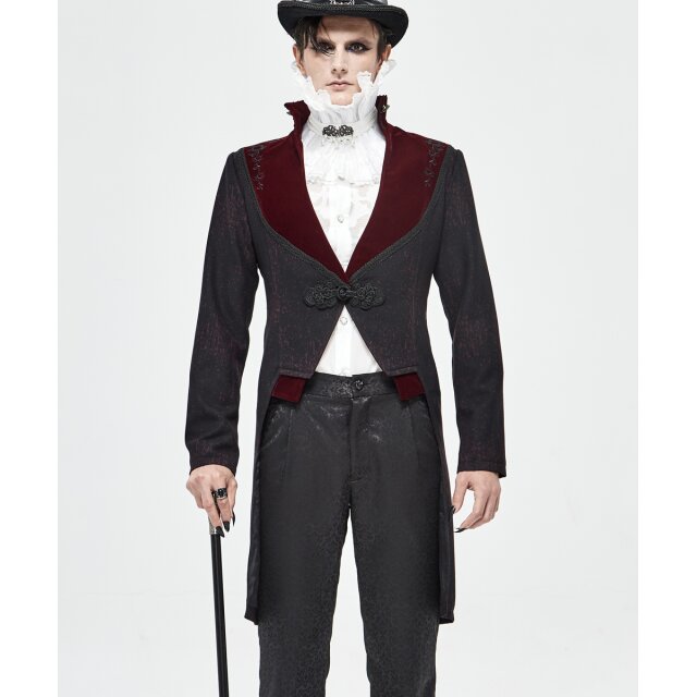 Viktorianischer Frack Blackwood in Schwarz-Rot M