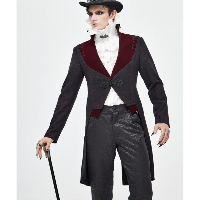 Viktorianischer Frack Blackwood in Schwarz-Rot 3XL