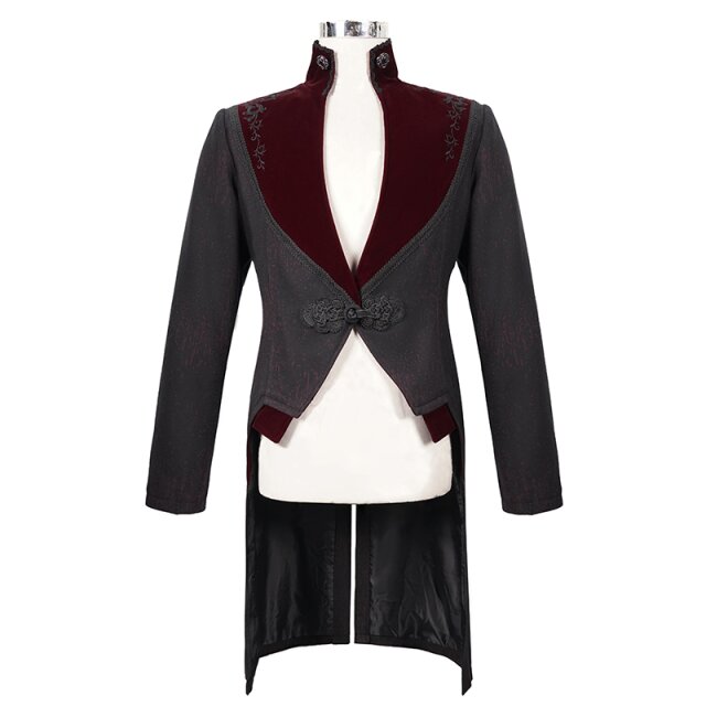 Viktorianischer Frack Blackwood in Schwarz-Rot 3XL