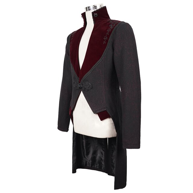 Viktorianischer Frack Blackwood in Schwarz-Rot 3XL