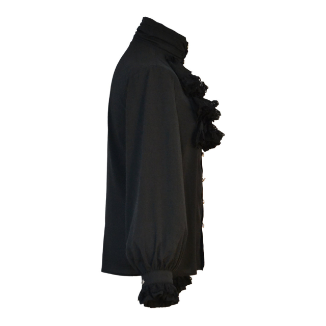 Victorian ruffles shirt Lucifer - size: XL - colour: black