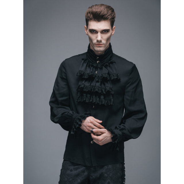 Victorian ruffles shirt Lucifer - size: XL - colour: black