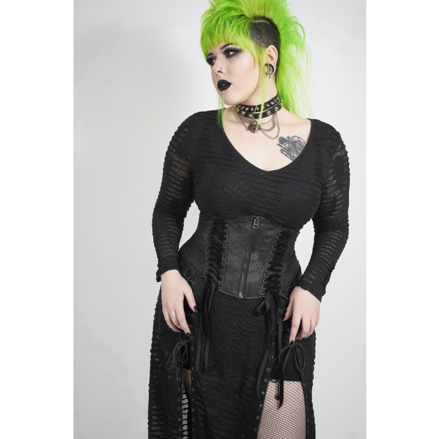 PUNK RAVE Long Dress Soulless in Destroyed Look
