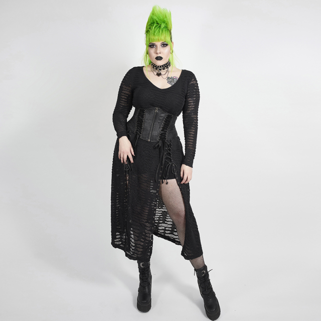 PUNK RAVE Long Dress Soulless in Destroyed Look