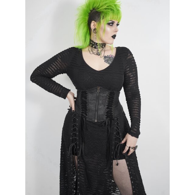 PUNK RAVE Long Dress Soulless in Destroyed Look