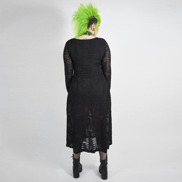 PUNK RAVE Long Dress Soulless in Destroyed Look
