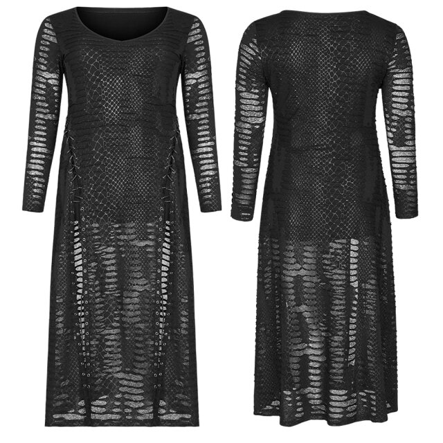 PUNK RAVE Long Dress Soulless in Destroyed Look