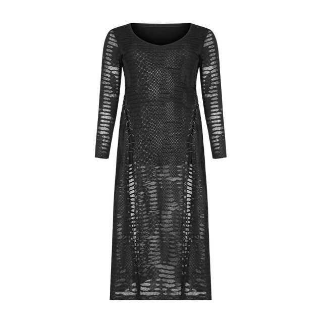 PUNK RAVE Long Dress Soulless in Destroyed Look