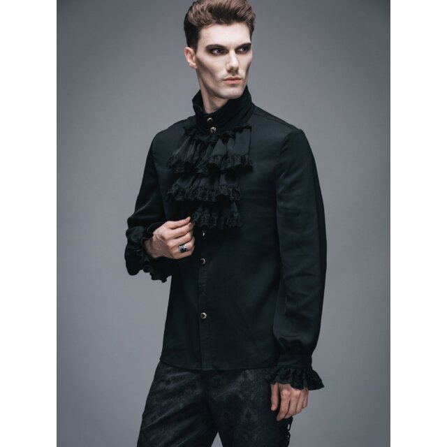 Victorian ruffles shirt Lucifer - size: XXL - colour: black