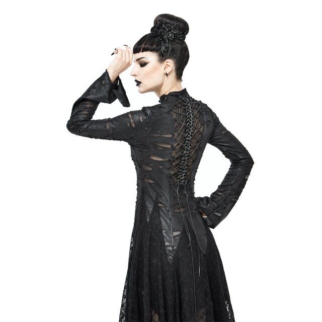 Langes Fetzenkleid Gothic Spine mit Zipfeln und Wirbelsäule M-L