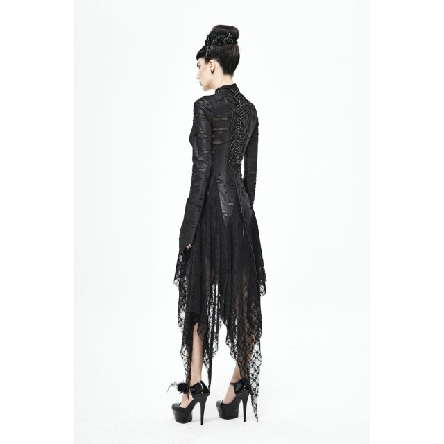 Langes Fetzenkleid Gothic Spine mit Zipfeln und Wirbelsäule M-L