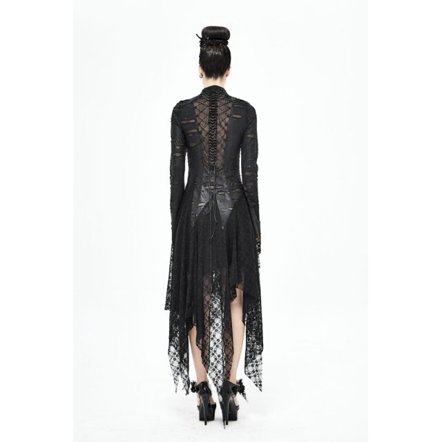 Langes Fetzenkleid Gothic Spine mit Zipfeln und Wirbelsäule M-L