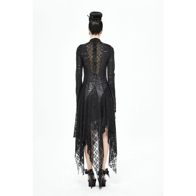 Langes Fetzenkleid Gothic Spine mit Zipfeln und Wirbelsäule XL-XXL