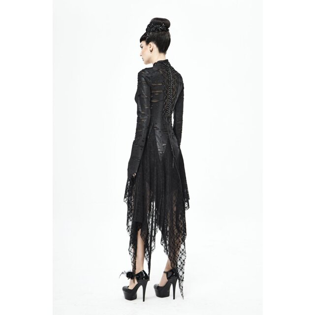 Langes Fetzenkleid Gothic Spine mit Zipfeln und Wirbelsäule XL-XXL