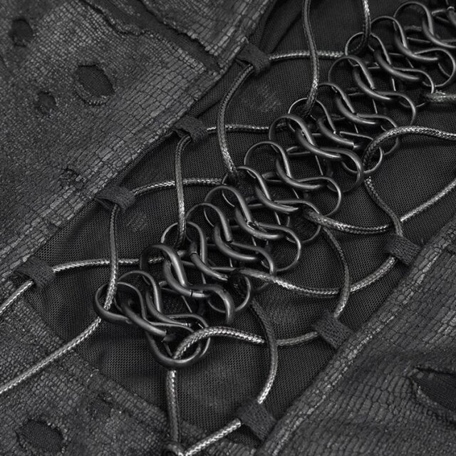 Langes Fetzenkleid Gothic Spine mit Zipfeln und Wirbelsäule XL-XXL