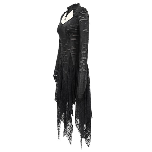 Langes Fetzenkleid Gothic Spine mit Zipfeln und Wirbelsäule XL-XXL