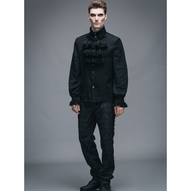 Victorian ruffles shirt Lucifer - size: 4XL - colour: black