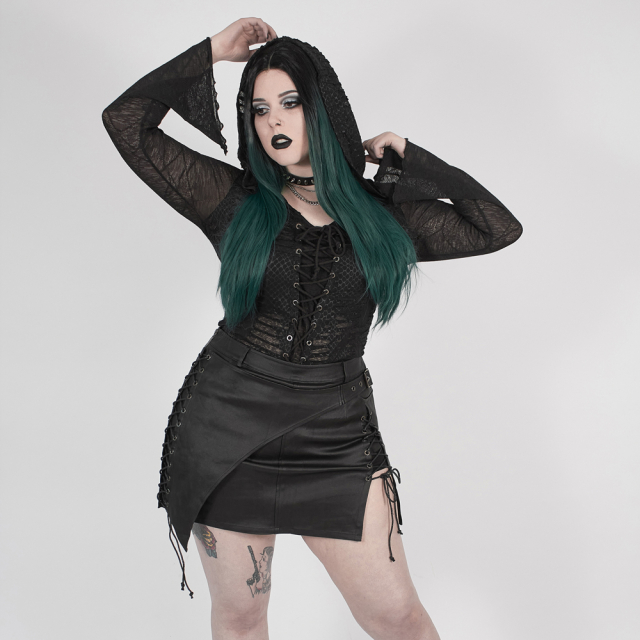 PUNK RAVE Mini Skirt Paranoid in Leather Look