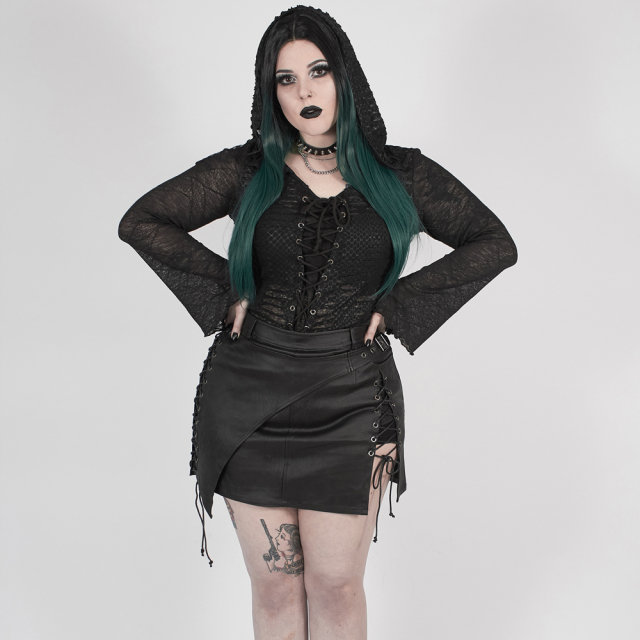 PUNK RAVE Mini Skirt Paranoid in Leather Look