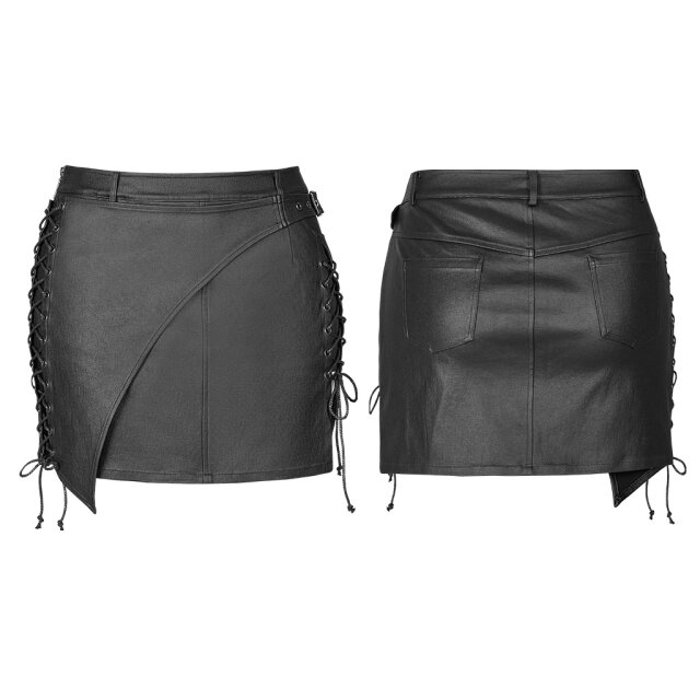 PUNK RAVE Mini Skirt Paranoid in Leather Look