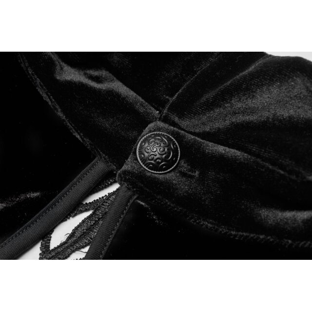 PUNK RAVE Velvet Mini Dress Black Tears with Lace Neckline