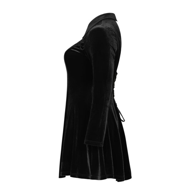 PUNK RAVE Velvet Mini Dress Black Tears with Lace Neckline