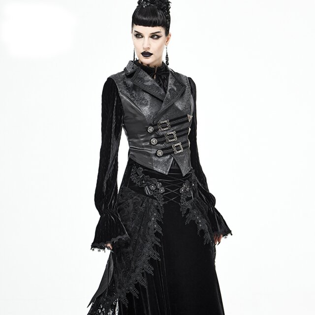 Devil Fashion viktorianische Weste für Damen und Herren (WT063 & WT064) mit Frack-Schößen, Schnürung und edlem Brokat-Muster