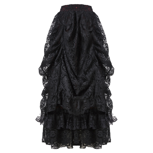 Long Victorian Skirt Dornenreich in black or red-black red-black