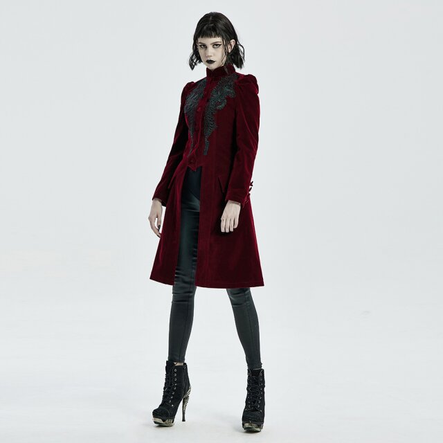 Punk Rave Velvet Coat Poppet in black or red red XL