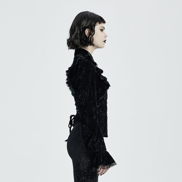 PUNK RAVE Velvet Ruffle Blouse Beautiful Nightmare