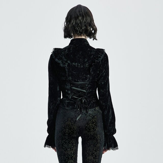 PUNK RAVE Velvet Ruffle Blouse Beautiful Nightmare
