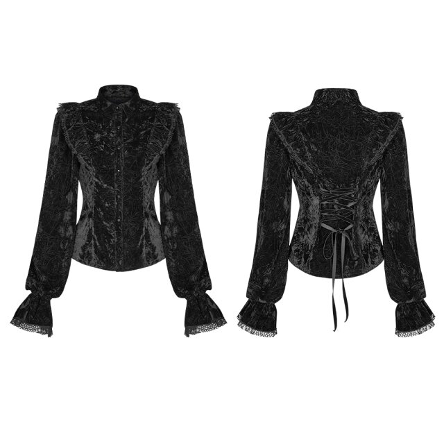 PUNK RAVE Velvet Ruffle Blouse Beautiful Nightmare
